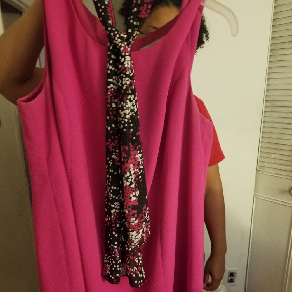 Pink dress and scarf combo